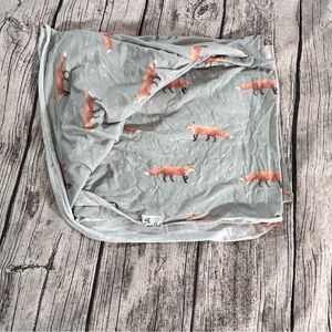 Copper Pearl Gray Swaddle Blanket with Fox Print 46” Square